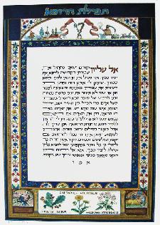 Jewish Art - Physician's Prayer Latin Flowers